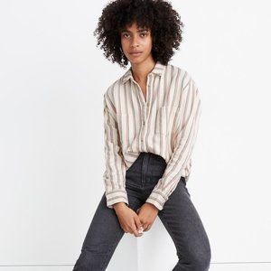 Madewell Flannel Sunday Shirt in Claxton Stripe Shacket Size XL